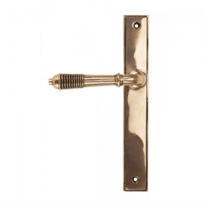 Reeded Slimline Sprung Lever Door Handle on Various Backplates